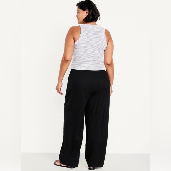 NWT! Black High-Waisted Linen-Blend Wide-Leg Pants - Multiple 🔹 - Picture 7 of 10